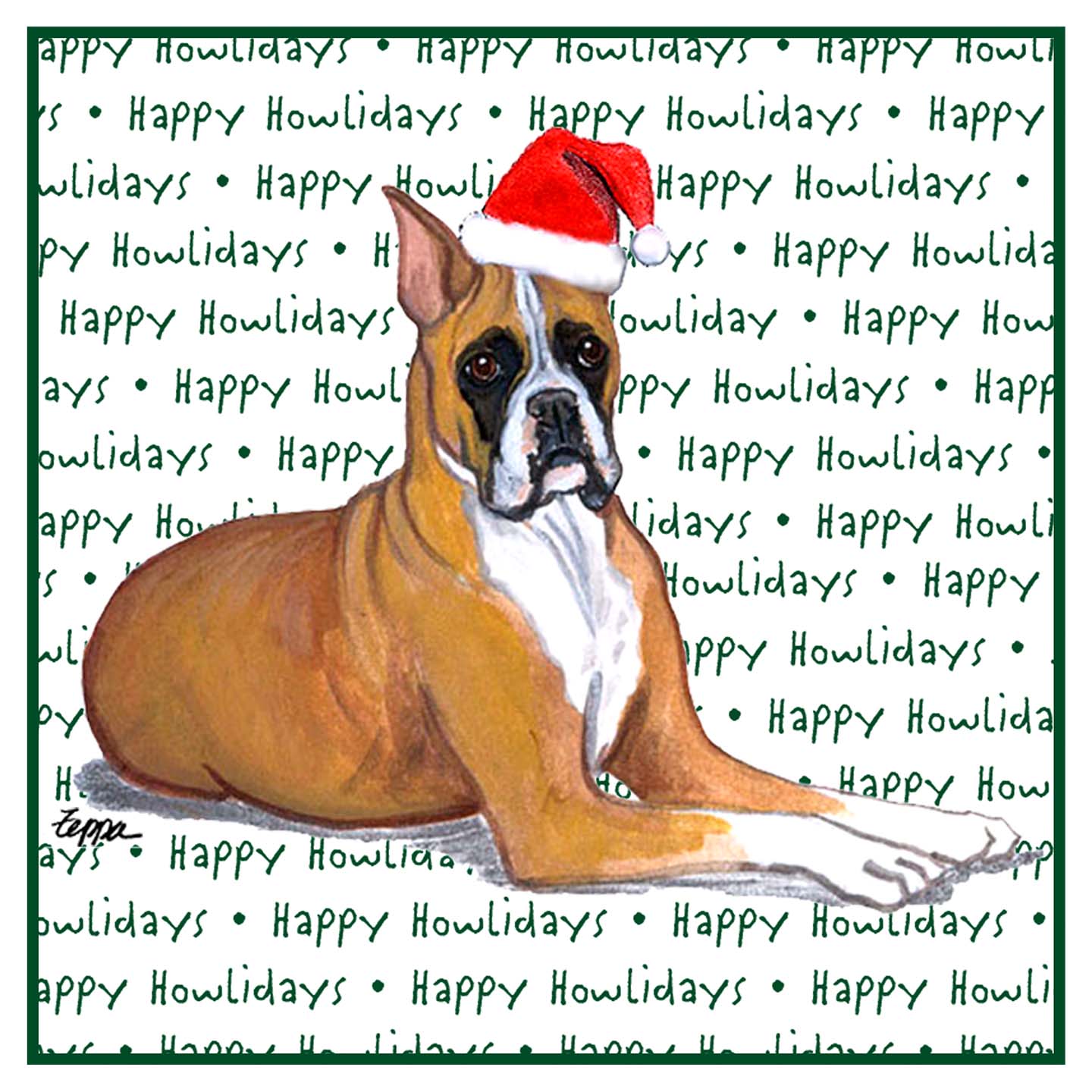 Boxer Happy Howlidays Text - Adult Unisex Hoodie Sweatshirt