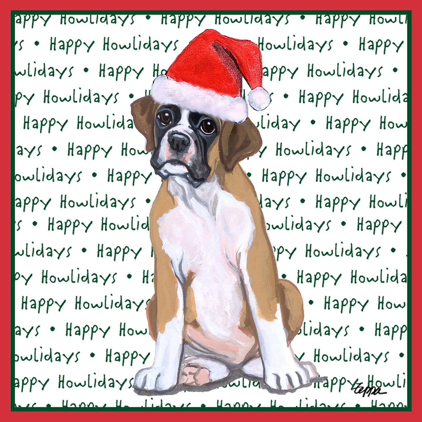 Boxer Puppy Happy Howlidays Text - Kids' Unisex T-Shirt