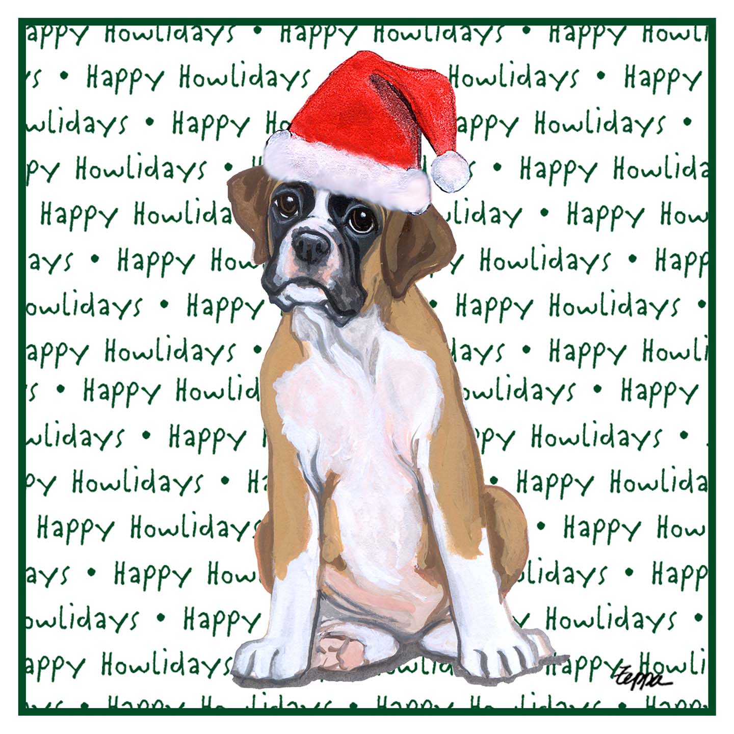 Boxer Puppy Happy Howlidays Text - Adult Unisex Hoodie Sweatshirt