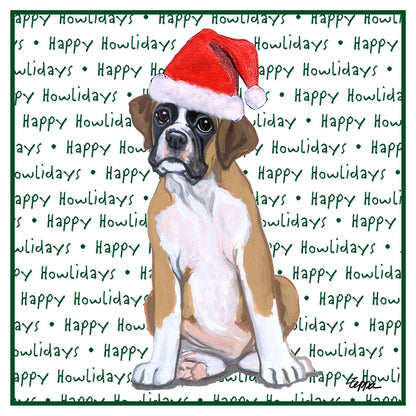 Boxer Puppy Happy Howlidays Text - Adult Unisex Hoodie Sweatshirt