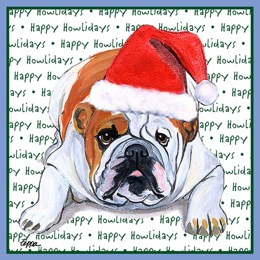 Bulldog Happy Howlidays Text - Women's Tri-Blend T-Shirt