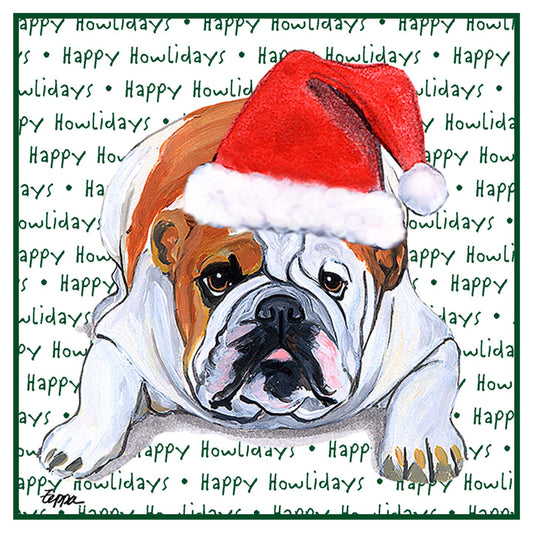 Bulldog Happy Howlidays Text - Women's V-Neck T-Shirt