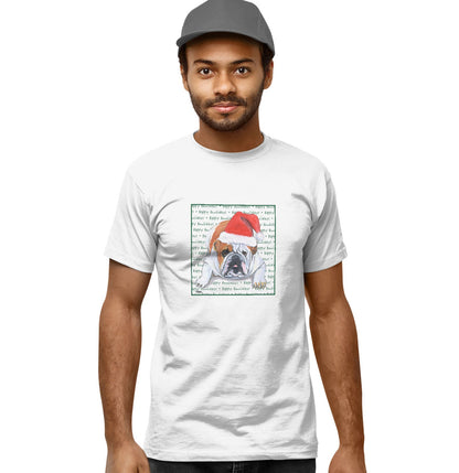 Bulldog Happy Howlidays Text - Adult Unisex T-Shirt