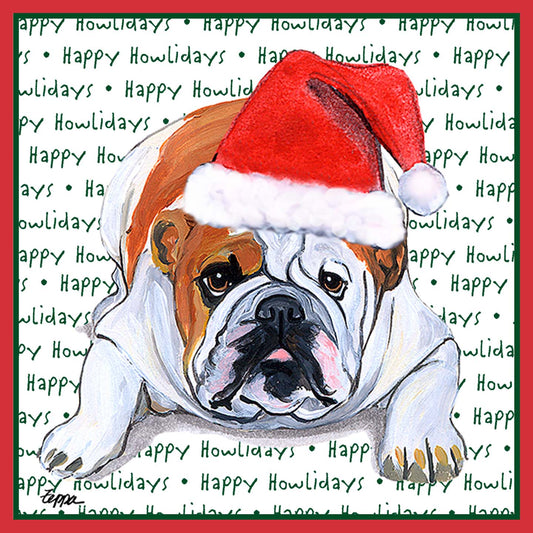 Bulldog Happy Howlidays Text - Adult Unisex T-Shirt