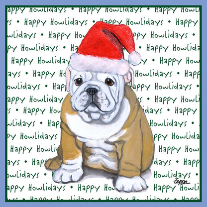 Bulldog Puppy Happy Howlidays Text - Women's Tri-Blend T-Shirt