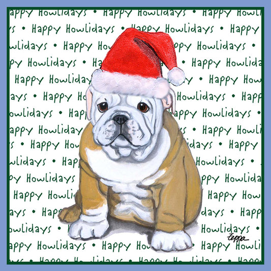 Bulldog Puppy Happy Howlidays Text - Women's Tri-Blend T-Shirt