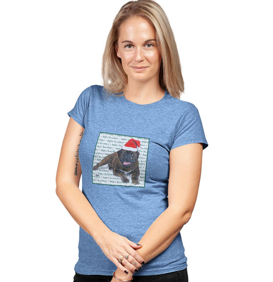 Bullmastiff Happy Howlidays Text - Women's Tri-Blend T-Shirt