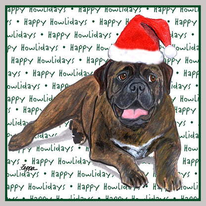 Bullmastiff Happy Howlidays Text - Women's V-Neck Long Sleeve T-Shirt