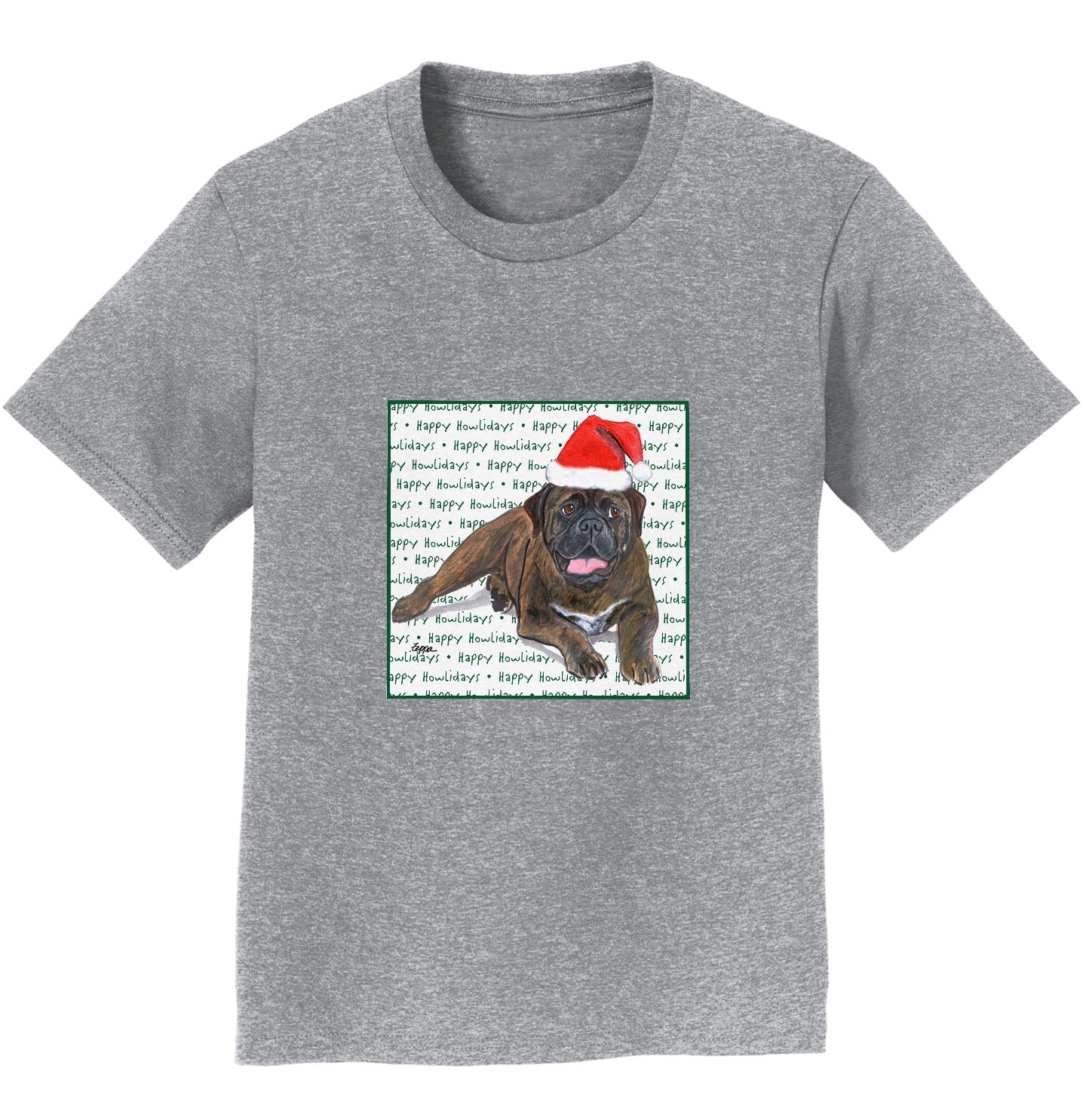 Bullmastiff Happy Howlidays Text - Kids' Unisex T-Shirt
