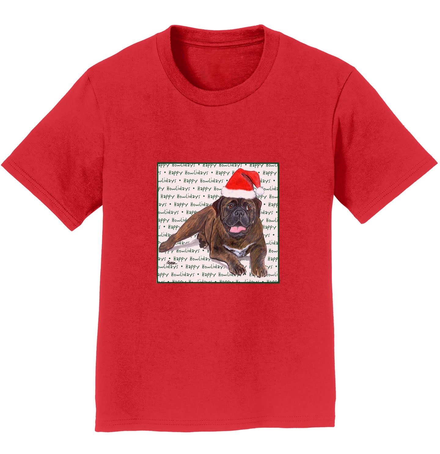Bullmastiff Happy Howlidays Text - Kids' Unisex T-Shirt