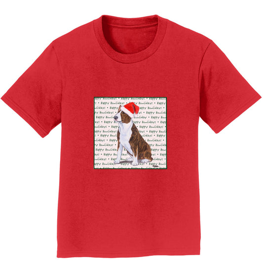 Bull Terrier Happy Howlidays Text - Kids' Unisex T-Shirt