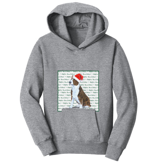 Bull Terrier Happy Howlidays Text - Kids' Unisex Hoodie Sweatshirt