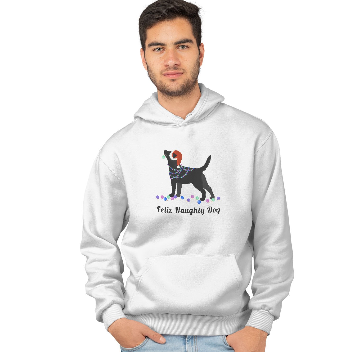 Feliz Naughty Dog Black Lab - Adult Unisex Hoodie Sweatshirt