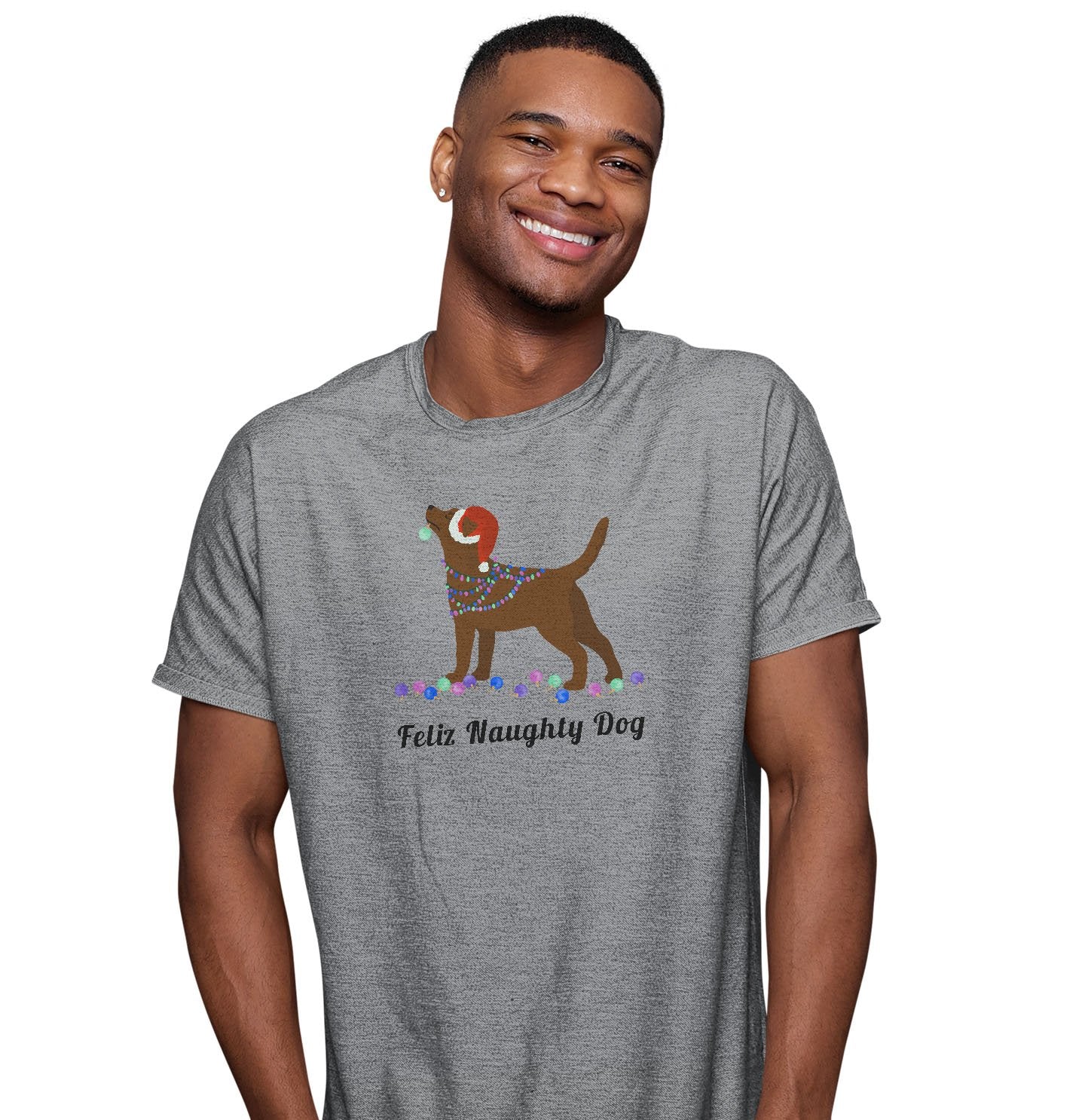 Feliz Naughty Dog Chocolate Lab - Adult Unisex T-Shirt