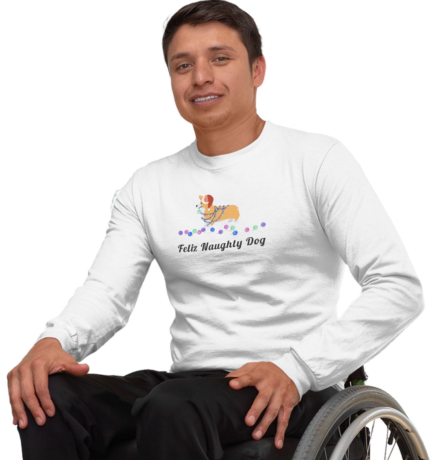 Feliz Naughty Dog Corgi - Adult Unisex Long Sleeve T-Shirt