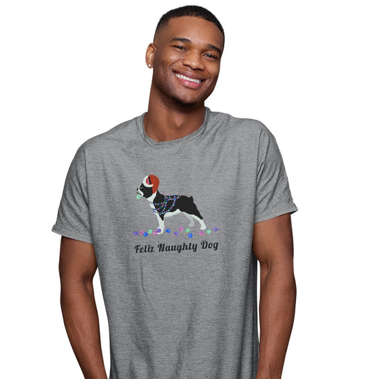 Feliz Naughty Dog Frenchie - Adult Unisex T-Shirt