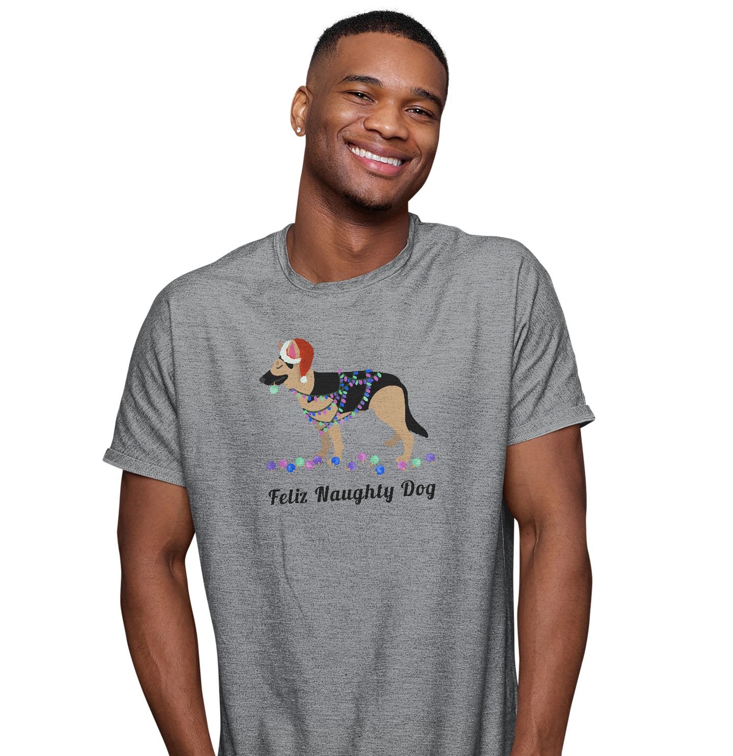 Feliz Naughty Dog German Shepherd - Adult Unisex T-Shirt