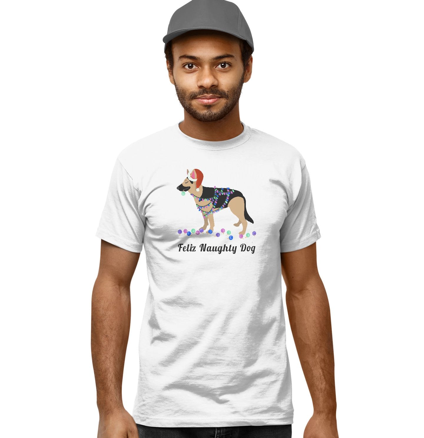 Feliz Naughty Dog German Shepherd - Adult Unisex T-Shirt