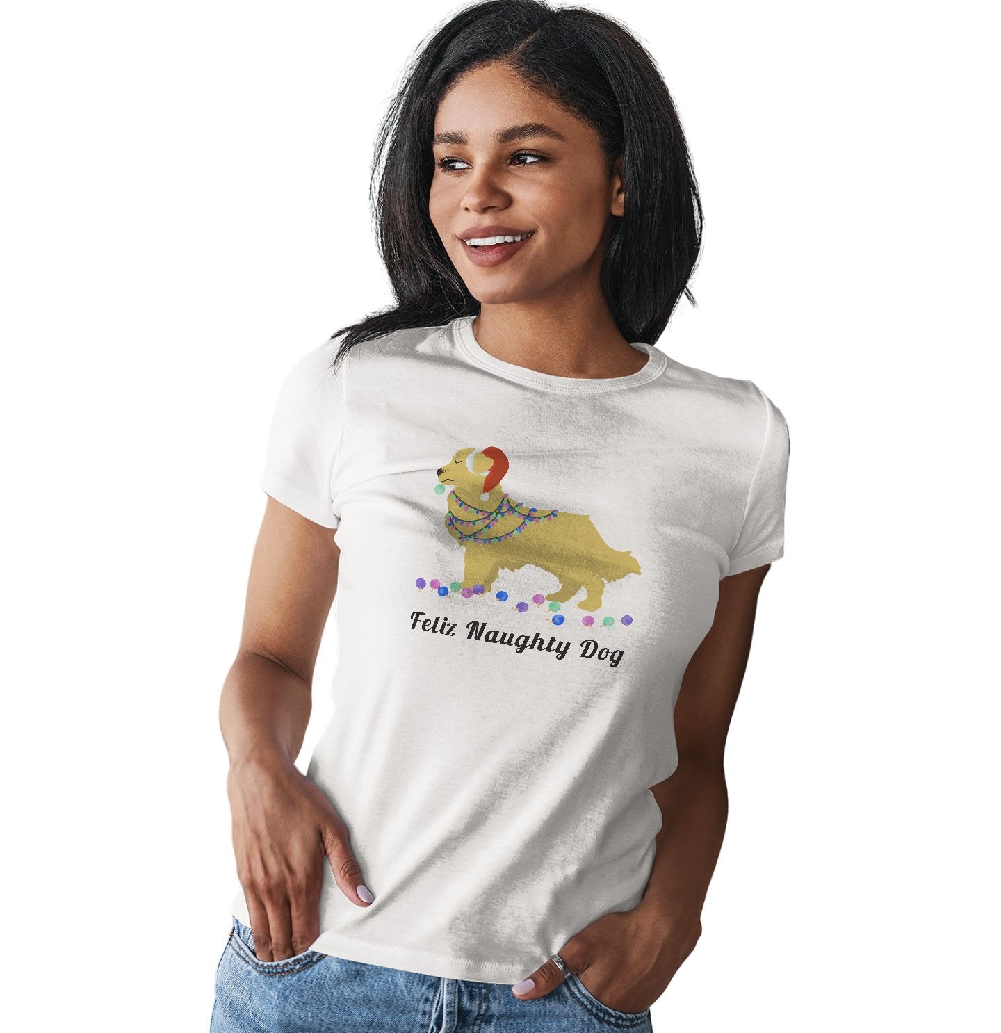 Feliz Naughty Dog Golden Retriever - Women's Fitted T-Shirt