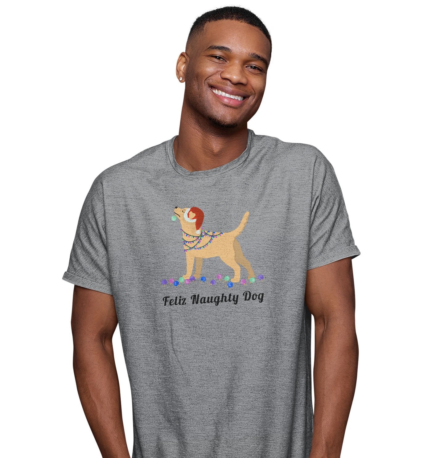 Feliz Naughty Dog Yellow Lab - Adult Unisex T-Shirt