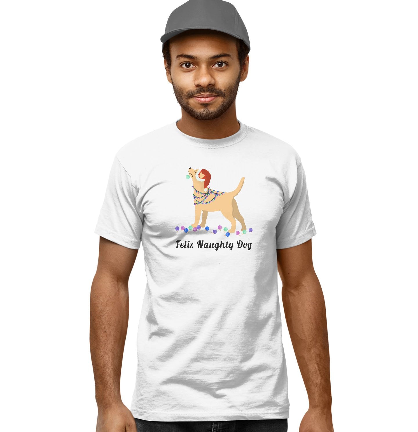 Feliz Naughty Dog Yellow Lab - Adult Unisex T-Shirt