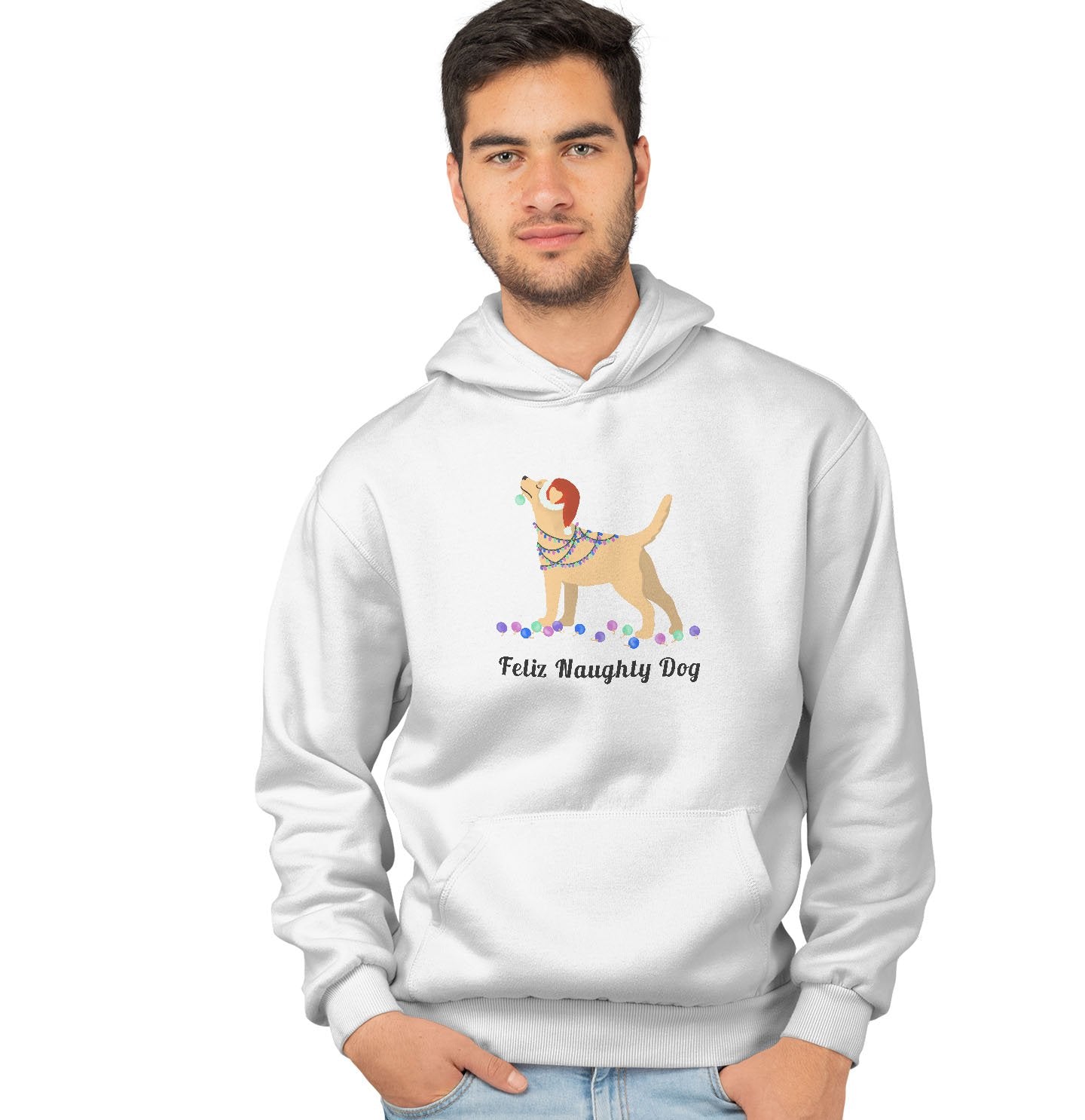 Feliz Naughty Dog Yellow Lab - Adult Unisex Hoodie Sweatshirt