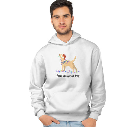 Feliz Naughty Dog Yellow Lab - Adult Unisex Hoodie Sweatshirt