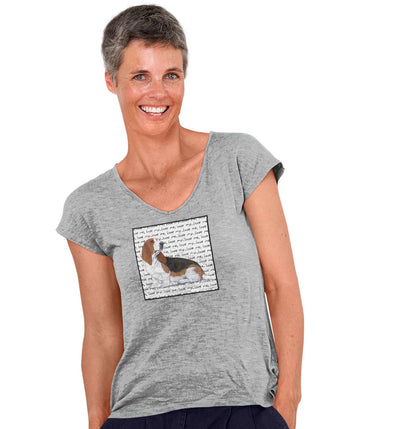 Basset Hound Love Text - Women's V-Neck T-Shirt