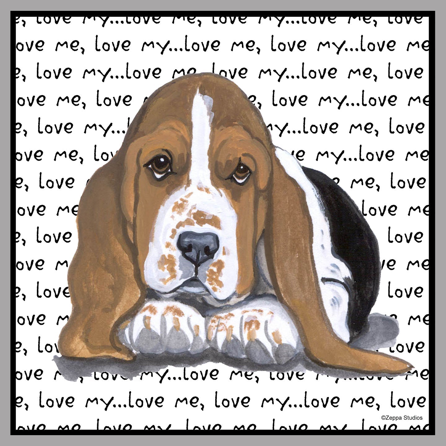 Basset Hound Puppy Love Text - Women's V-Neck Long Sleeve T-Shirt