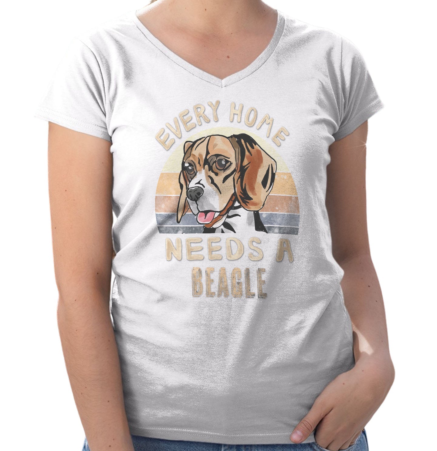 Every Home Needs a Beagle - Women's V-Neck T-Shirt