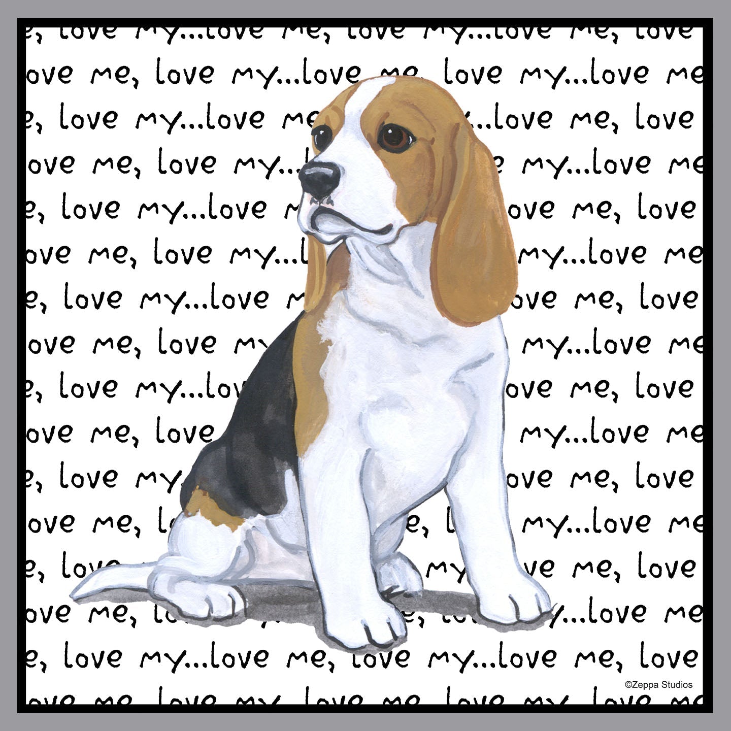 Beagle Puppy Love Text - Adult Unisex Crewneck Sweatshirt