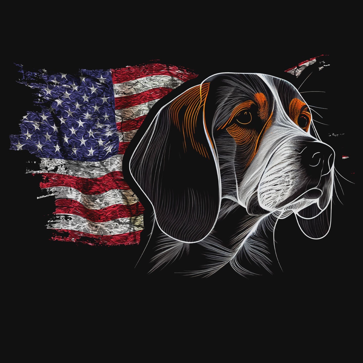 Patriotic Beagle American Flag - Adult Unisex T-Shirt