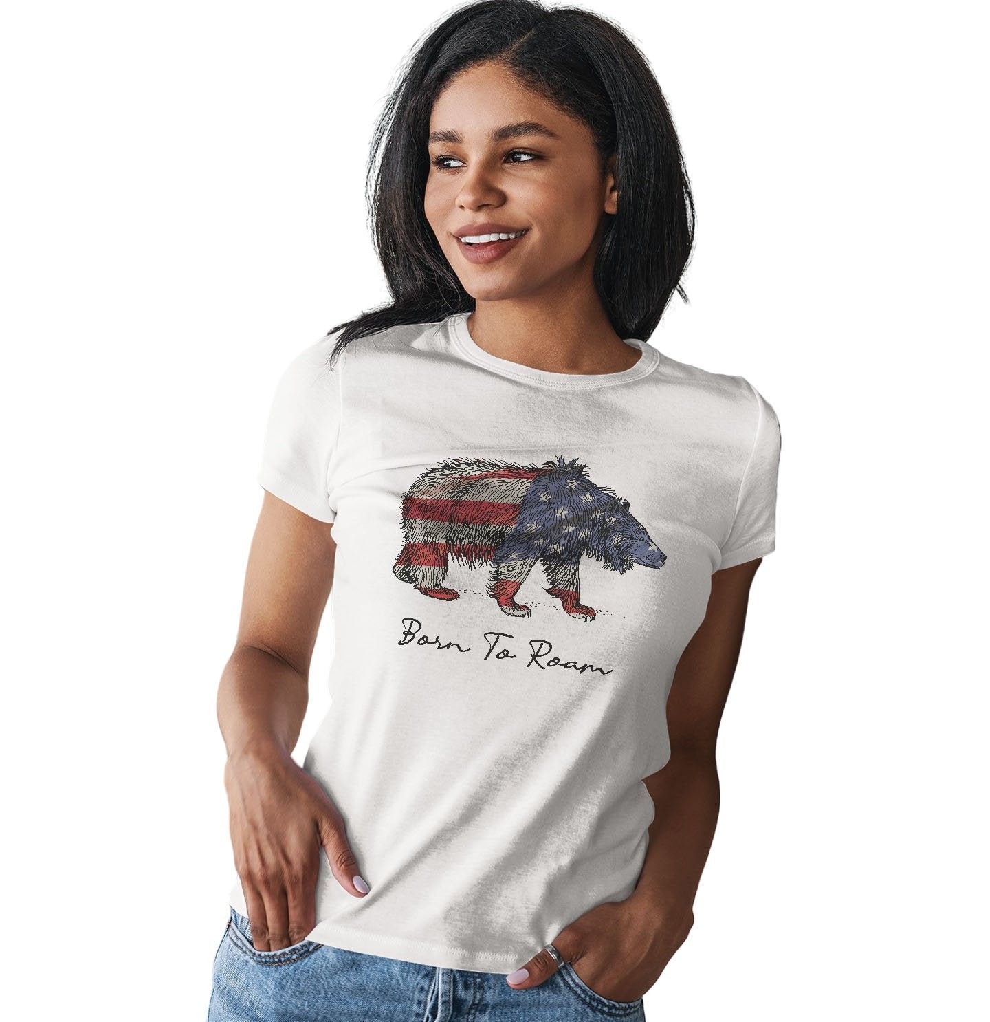 Bear Flag Overlay - Women's Fitted T-Shirt