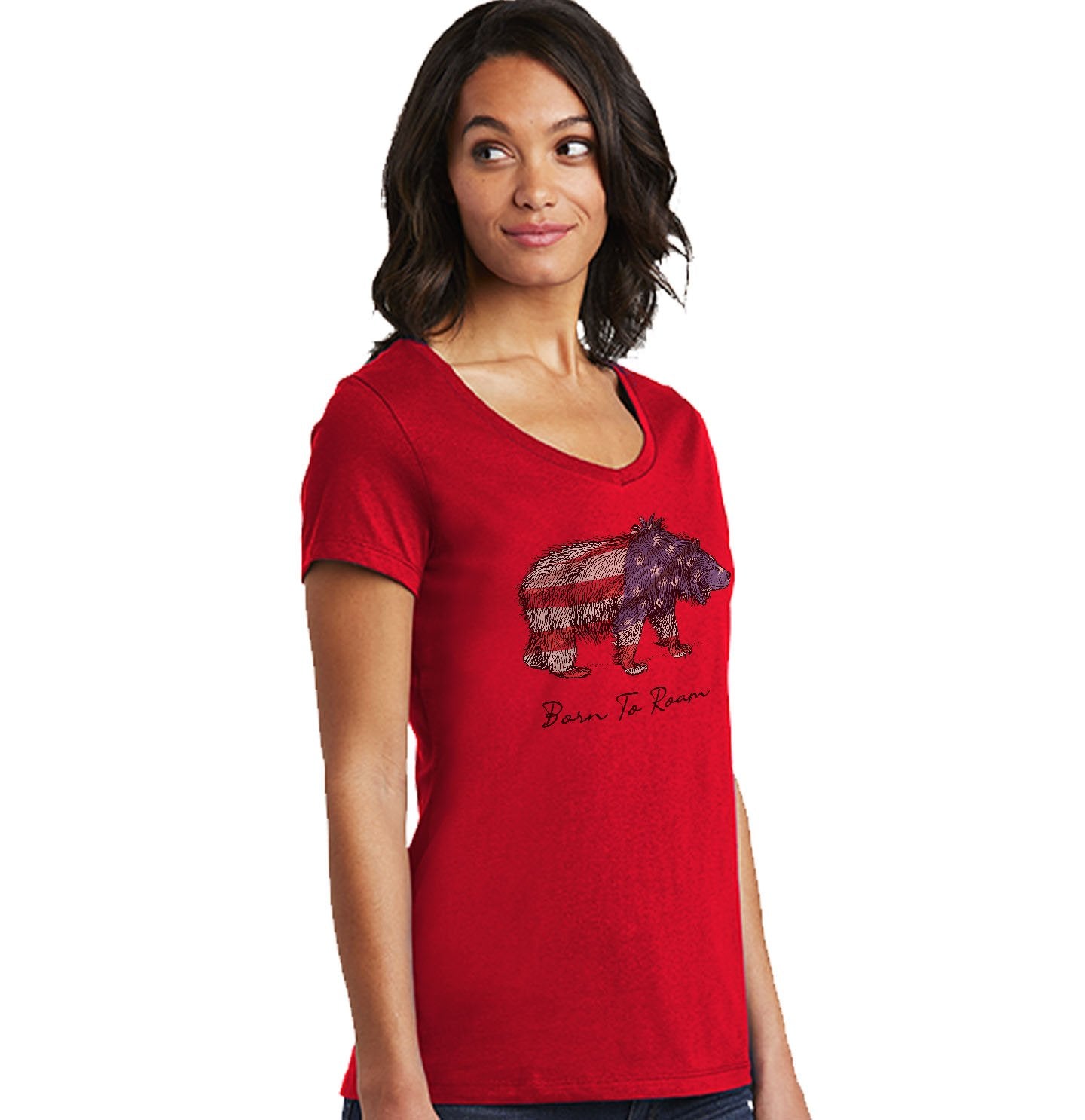 Bear Flag Overlay - Women's V-Neck T-Shirt
