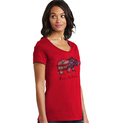 Bear Flag Overlay - Women's V-Neck T-Shirt