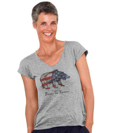 Bear Flag Overlay - Women's V-Neck T-Shirt