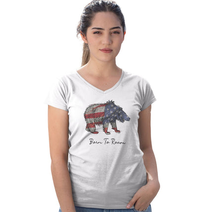 Bear Flag Overlay - Women's V-Neck T-Shirt