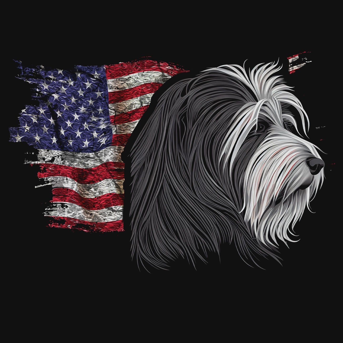 Patriotic Bearded Collie American Flag - Women's V-Neck T-Shirt