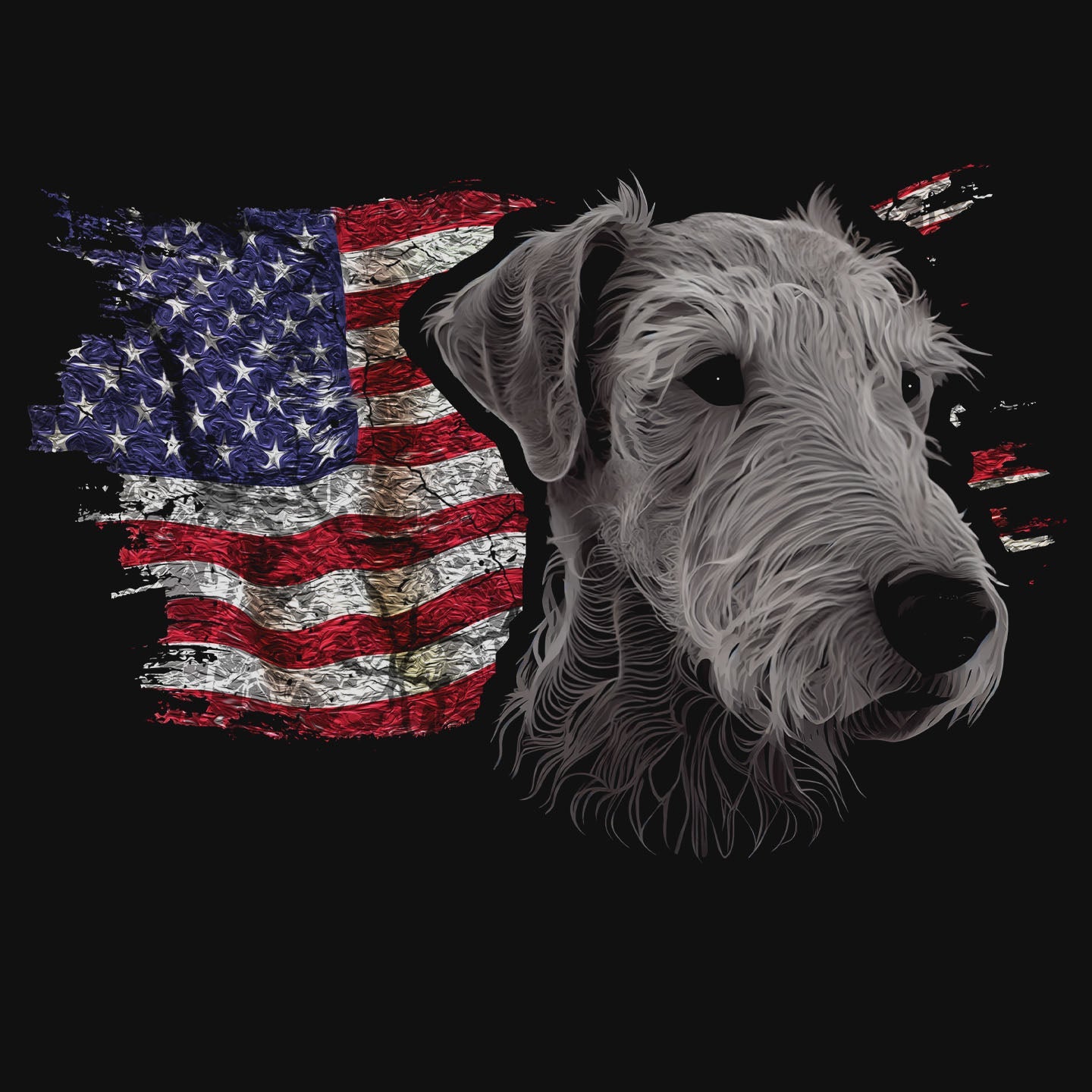 Patriotic Bedlington Terrier American Flag - Adult Unisex T-Shirt