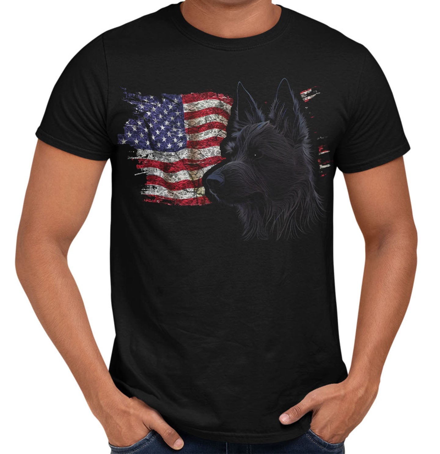 Patriotic Belgian Laekenois American Flag - Adult Unisex T-Shirt