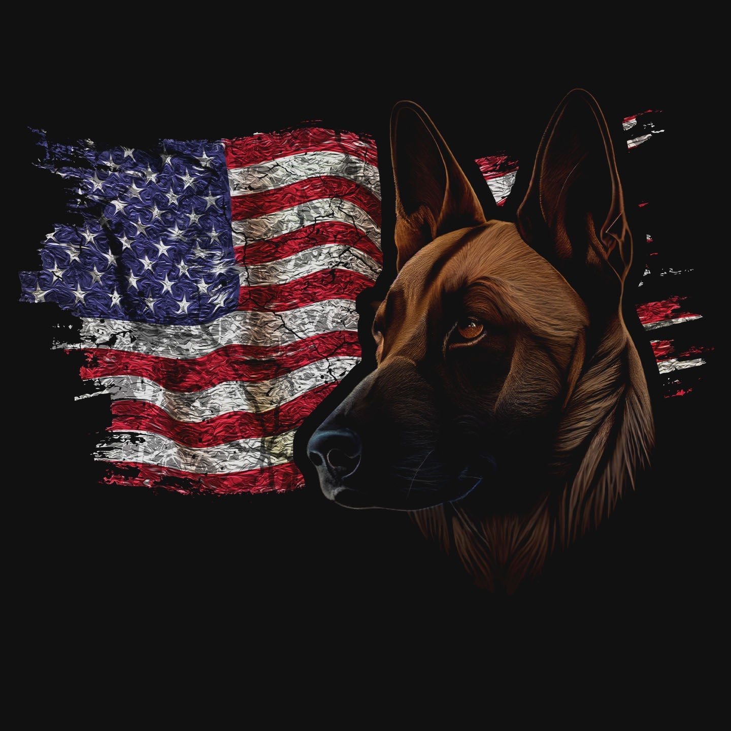 Patriotic Belgian Malinois American Flag - Adult Unisex T-Shirt