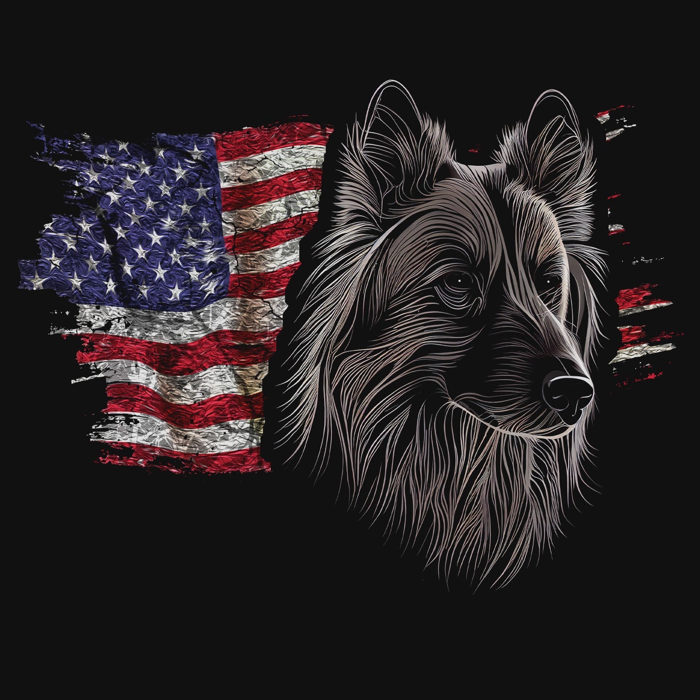 Patriotic Belgian Tervuren American Flag - Adult Unisex T-Shirt