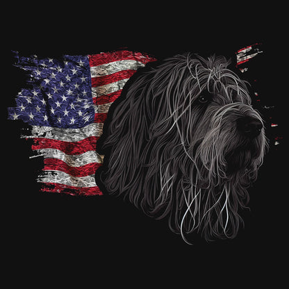 Patriotic Bergamasco Sheepdog American Flag - Women's V-Neck T-Shirt