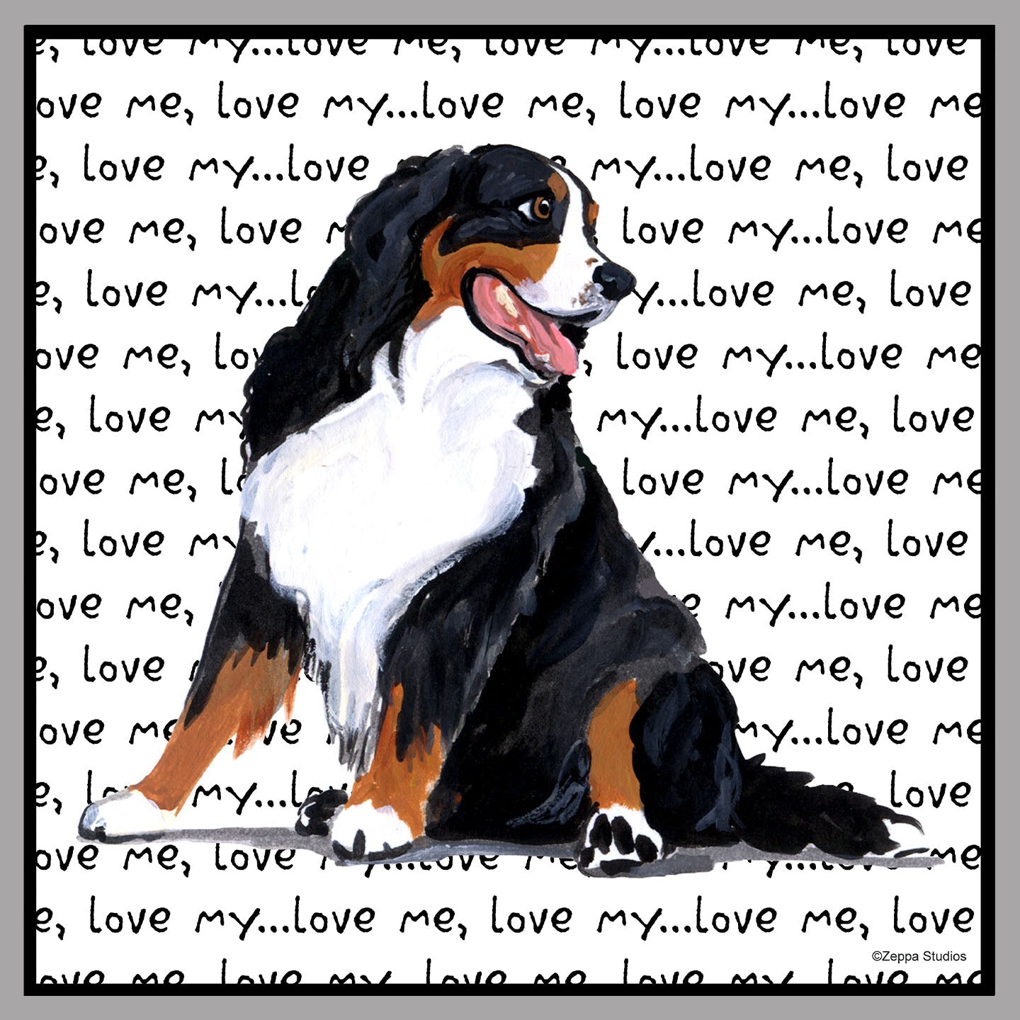 Bernese Mountain Dog Love Text - Women's V-Neck Long Sleeve T-Shirt