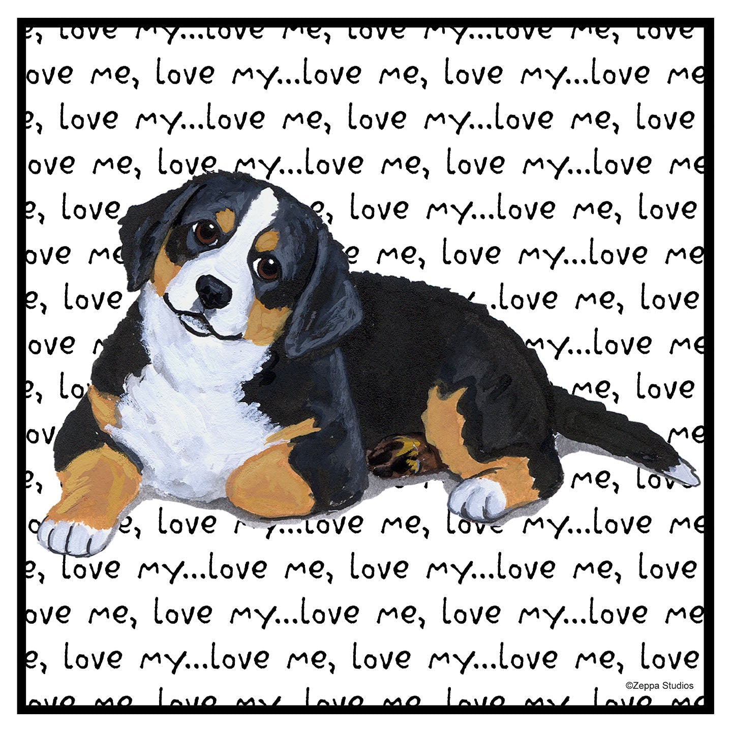 Bernese Mountain Dog Puppy Love Text - Women's V-Neck Long Sleeve T-Shirt