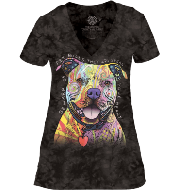 The Mountain Beware Of Pit Bulls - Women's Tri-Blend V-Neck T-Shirt