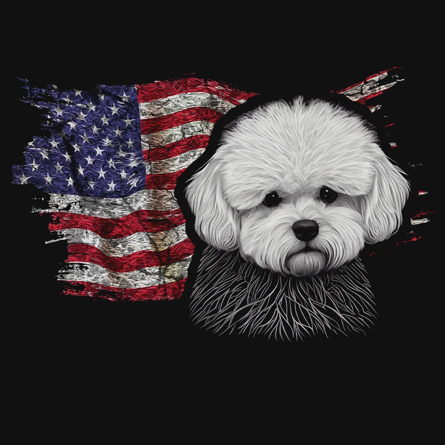 Patriotic Bichon Frise American Flag - Women's V-Neck T-Shirt