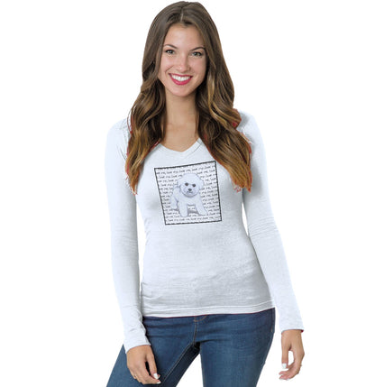 Bichon Frise Puppy Love Text - Women's V-Neck Long Sleeve T-Shirt