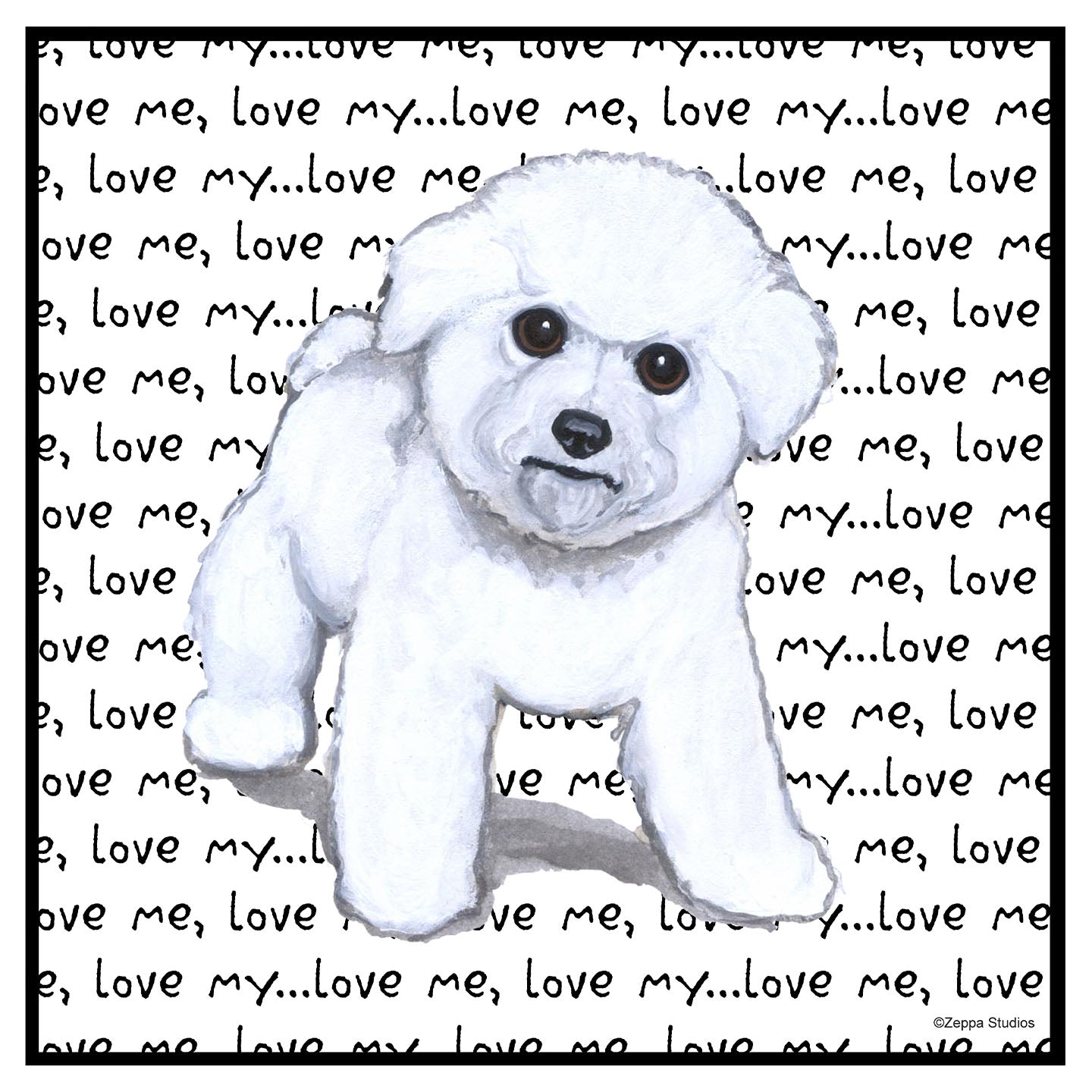 Bichon Frise Puppy Love Text - Women's V-Neck Long Sleeve T-Shirt