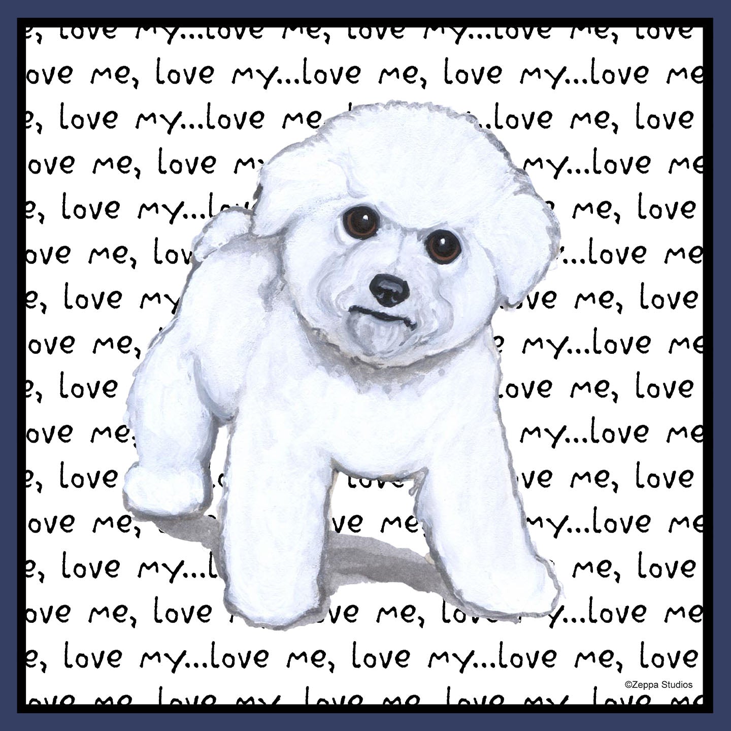 Bichon Frise Puppy Love Text - Adult Unisex Crewneck Sweatshirt